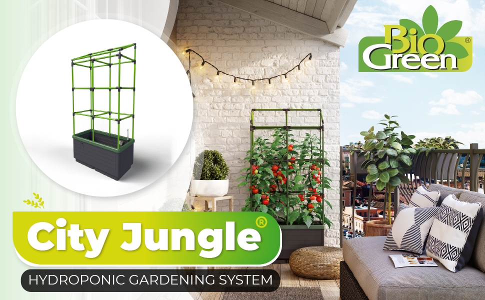Bio Green Jungle City Tower Planter - Self-Watering Vertical Garden - 34L Capacity - Plastic Planter for Indoor and Outdoor Use