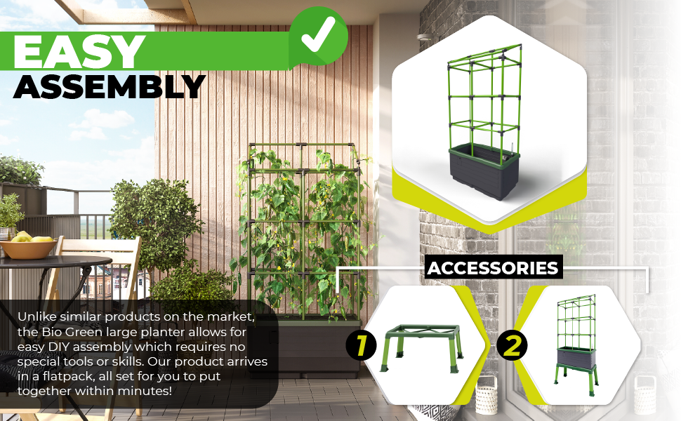 Bio Green Jungle City Tower Planter - Self-Watering Vertical Garden - 34L Capacity - Plastic Planter for Indoor and Outdoor Use