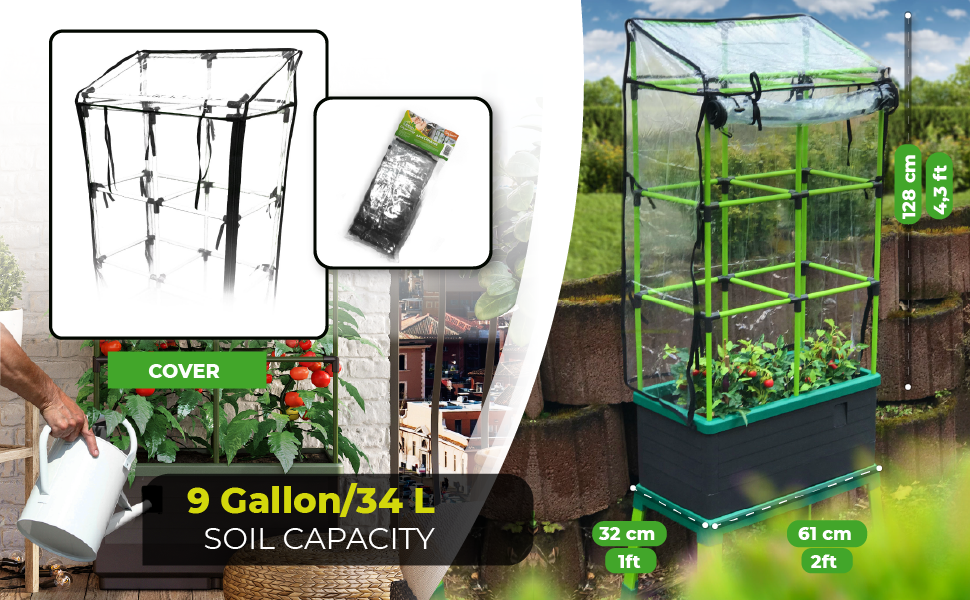 Bio Green Jungle City Tower Planter - Self-Watering Vertical Garden - 34L Capacity - Plastic Planter for Indoor and Outdoor Use