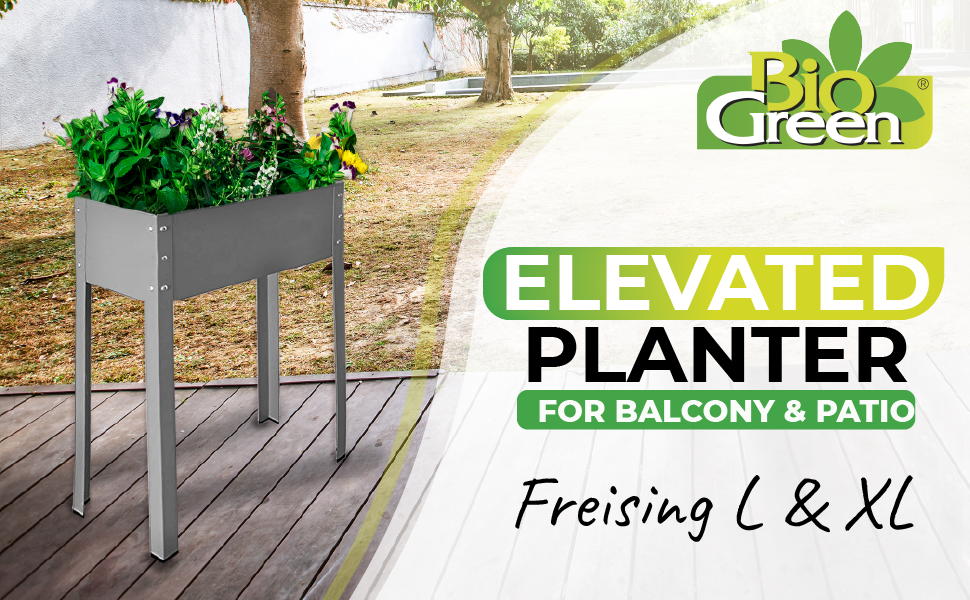 Biogreen Freising Metal Raised Bed – Galvanized Steel Planter Box for Patio & Balcony Gardening