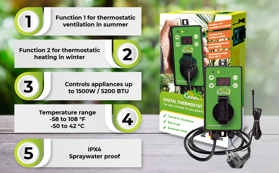 Bio Green Digital Thermostat Thermo2 3000W Temperature Controller