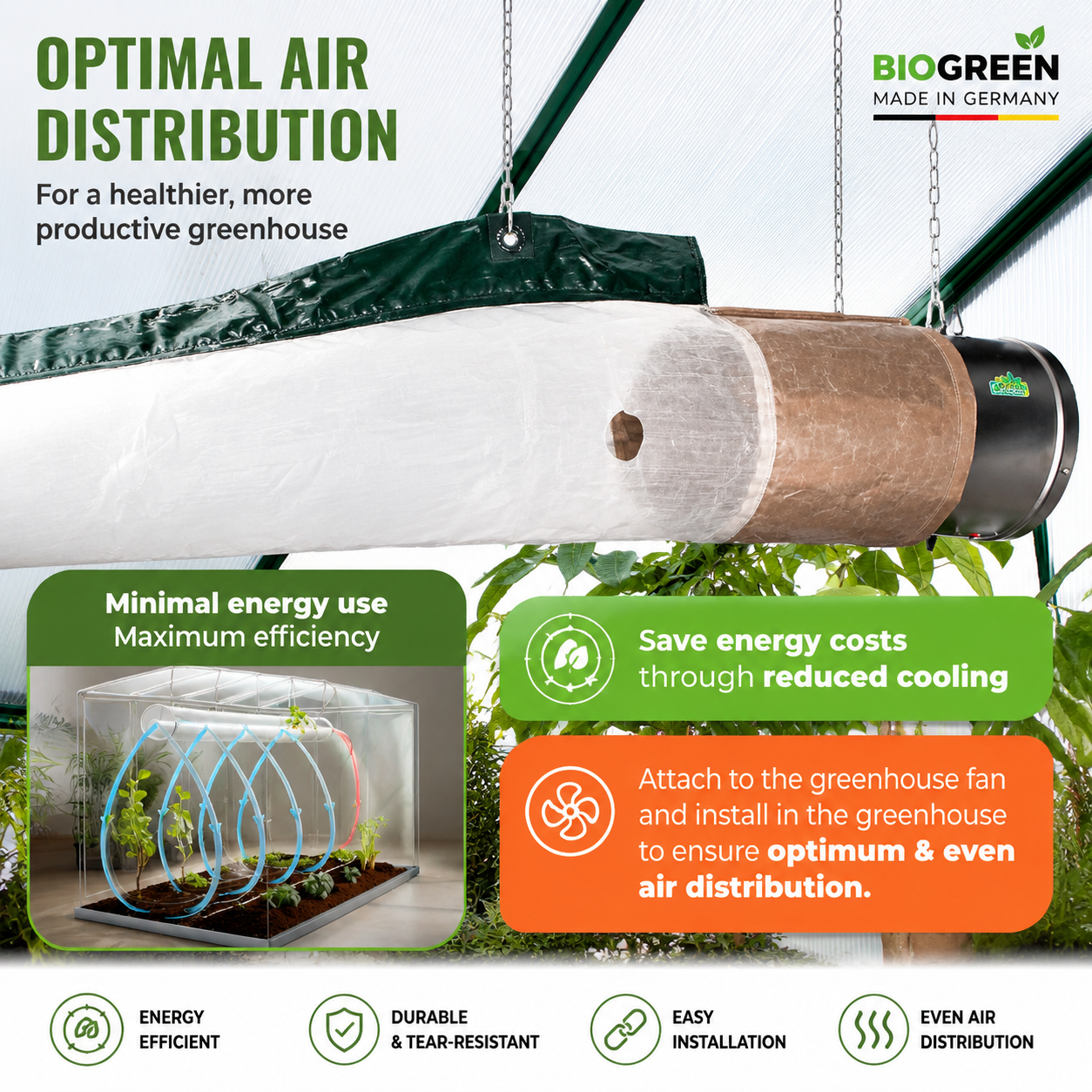 Biogreen Phoenix Greenhouse Heater Tube – Even Heat Flow