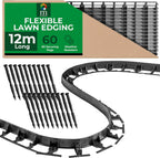 "Flexible Lawn Edging with 60 Securing Pegs, 12m Long, Weather Resistant"