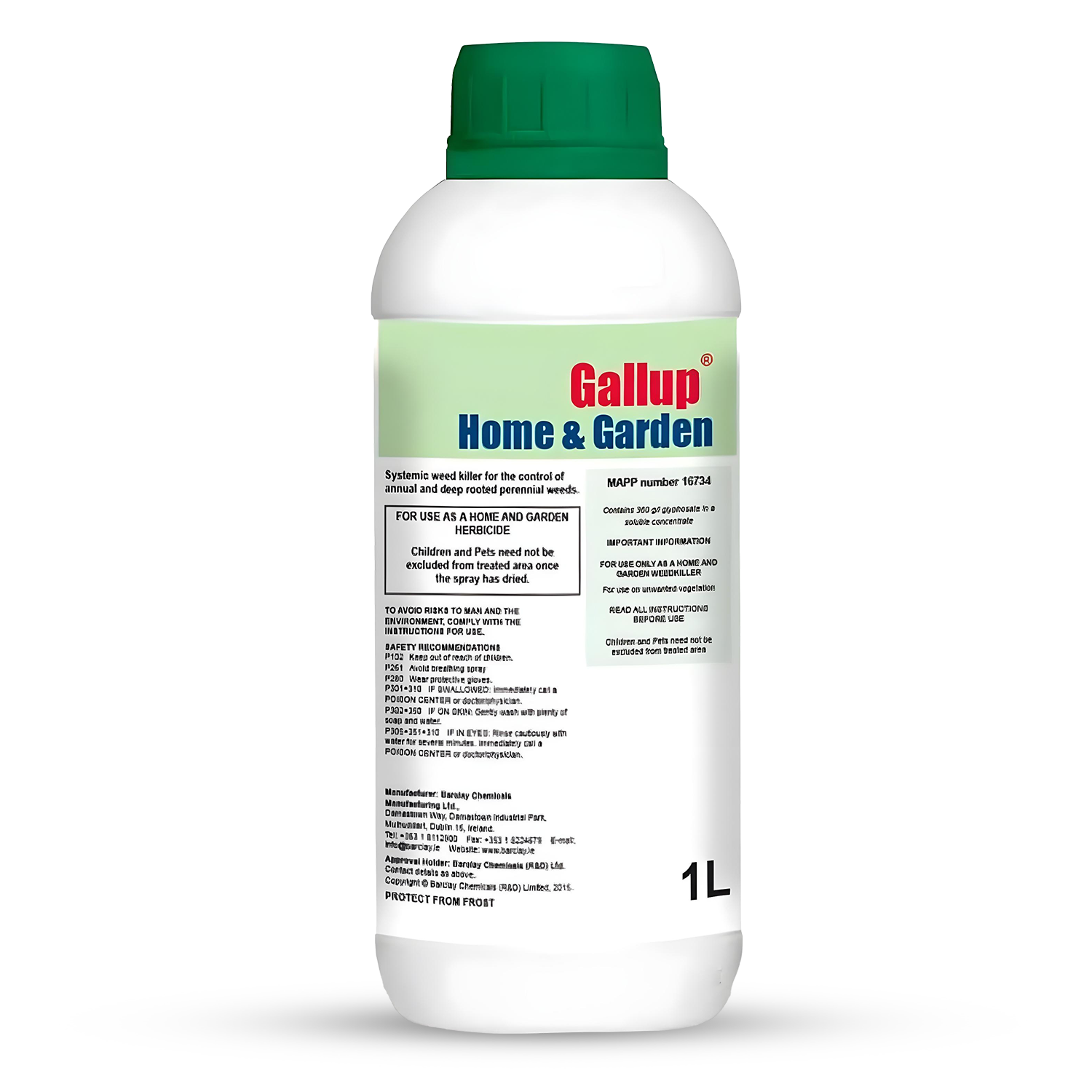 Gallup glyphosate weed killer 1L concentrate bottle for garden weed control