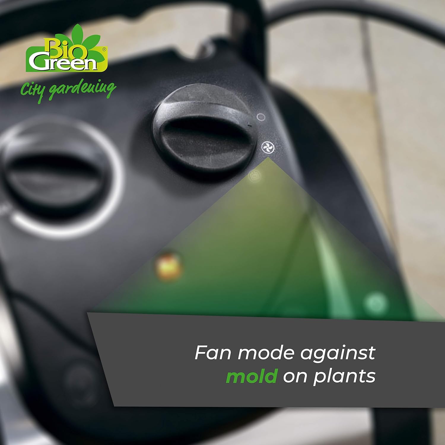 Bio Green Palma 2kW Greenhouse Heater with fan mode for preventing mold on plants, ensuring a healthy growing environment.
