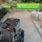 The Biogreen Phoenix 2.8kW Greenhouse Heater with an IPX4 spraywater proof rating, highlighting its durability and water resistance for use in damp greenhouse environments.