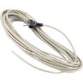 The image shows a flexible heating cable with an electrical plug at one end and a thin, insulated wire leading to the other end.