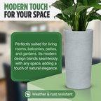 Moorgreen Blackrock tall round planter grey modern plant pot for indoor and outdoor use weather and rust resistant design
