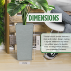 Moorgreen Malahide tall square planter grey ribbed design with dimensions 51cm height and 26cm width, perfect for indoor and outdoor