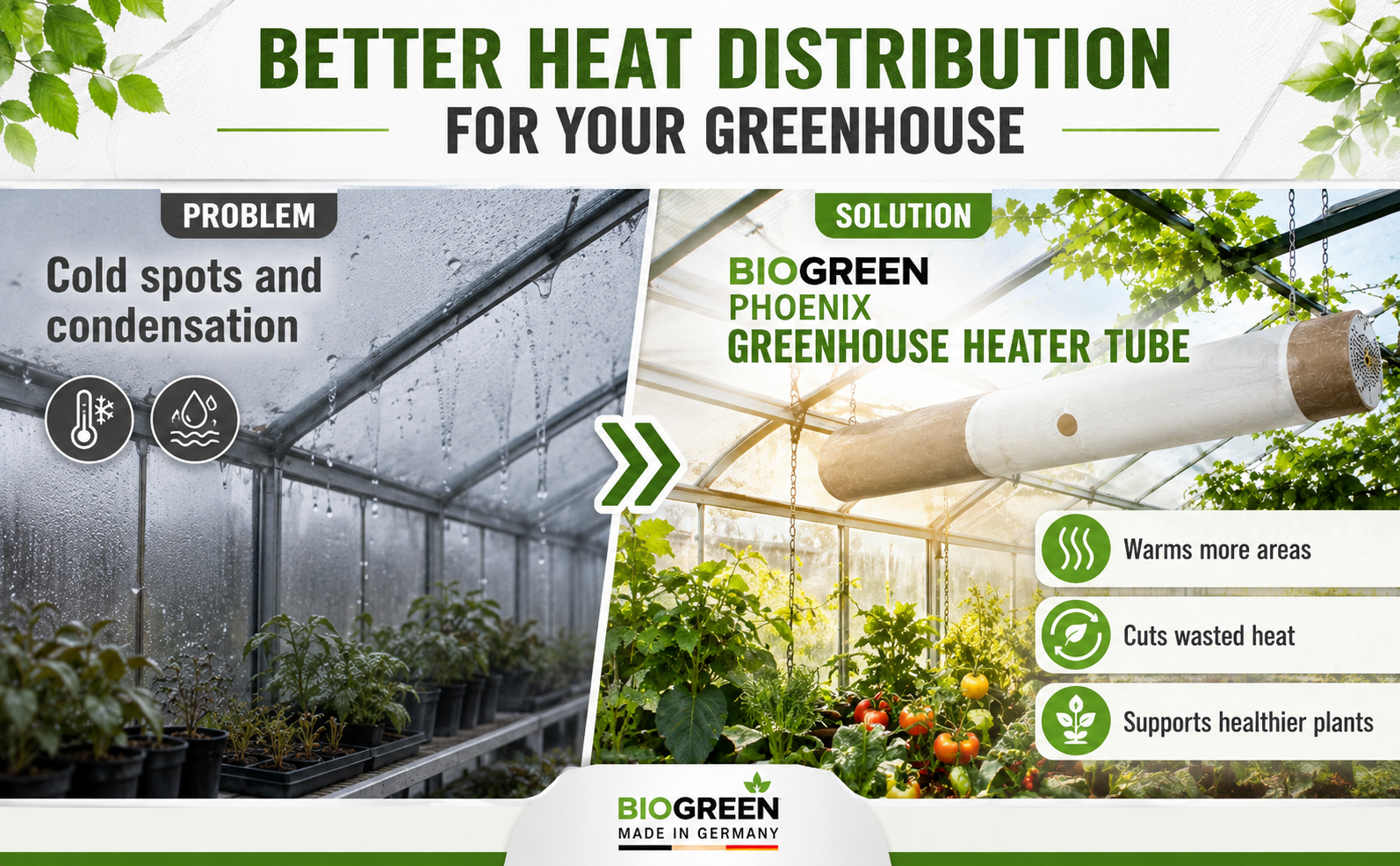 Biogreen Phoenix Greenhouse Heater Tube – Even Heat Flow