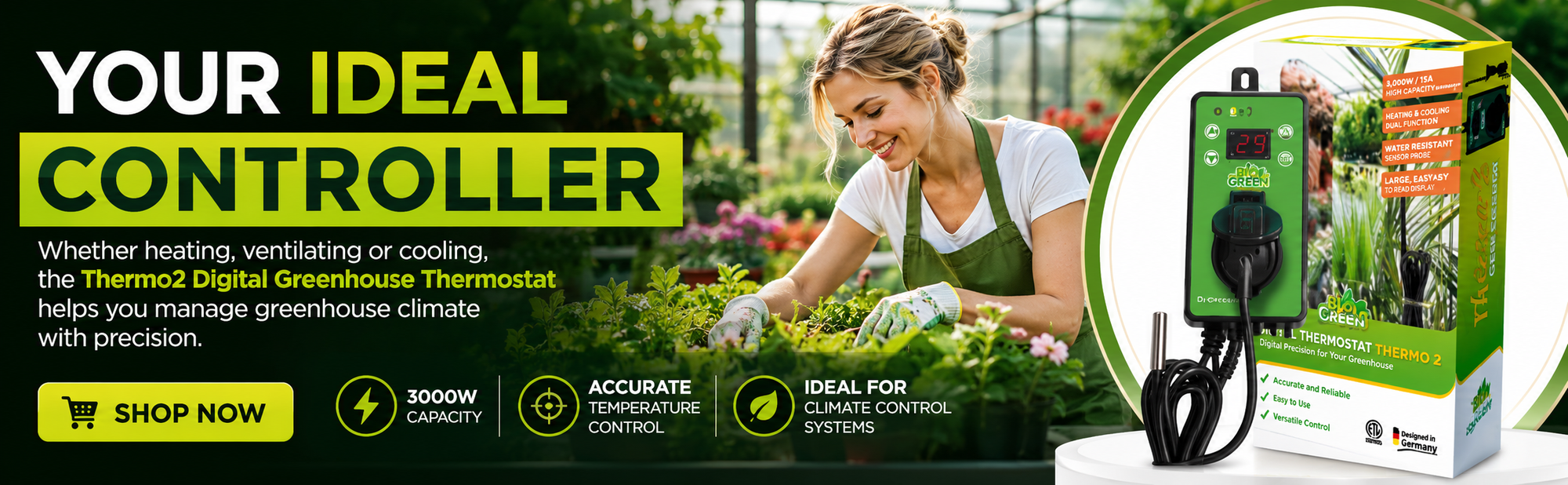 Bio Green Thermo2 Digital Greenhouse Thermostat – 3000W