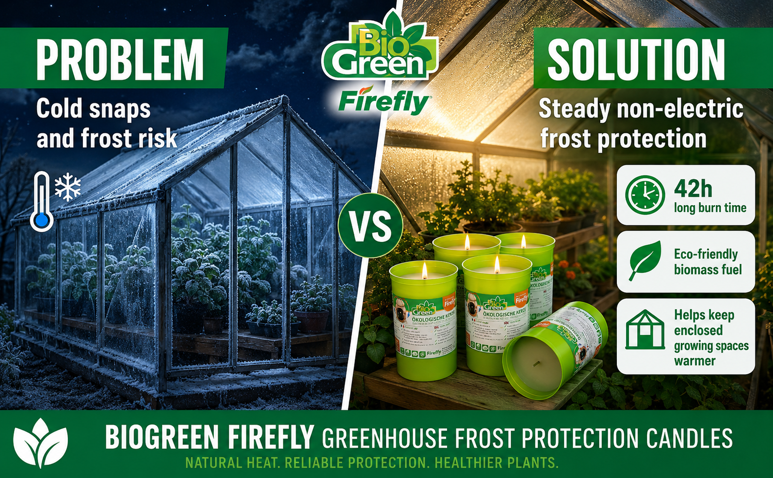 Biogreen Firefly Greenhouse Frost Protection Candles – 42h
