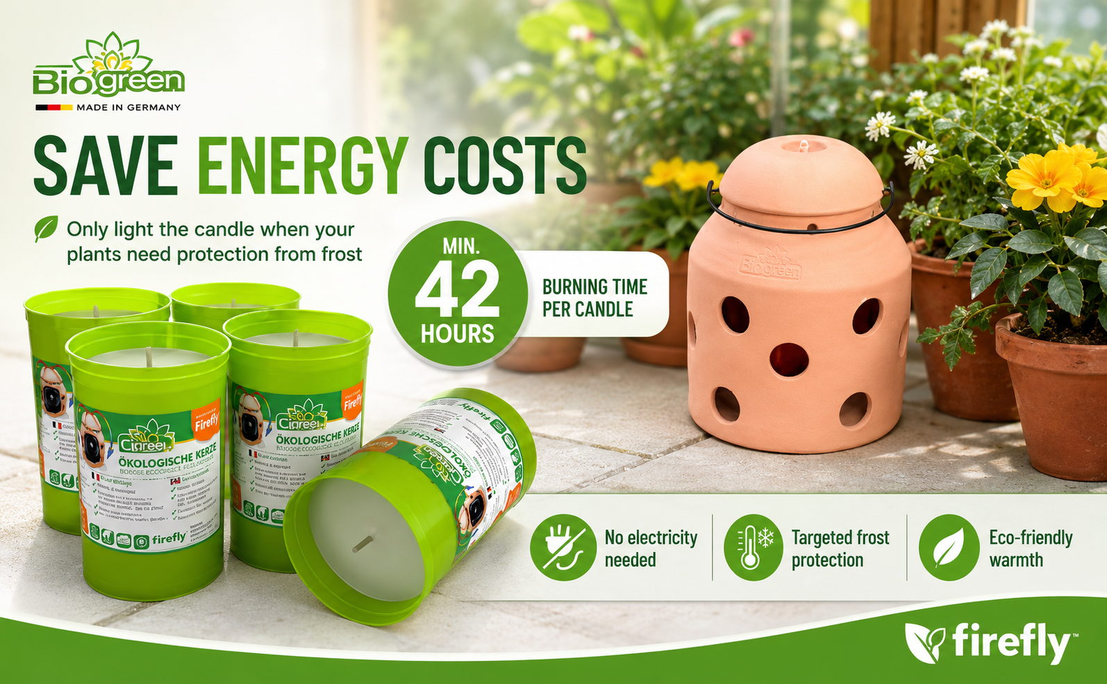 Biogreen Firefly Greenhouse Candle Heater – 42 Hour Heat