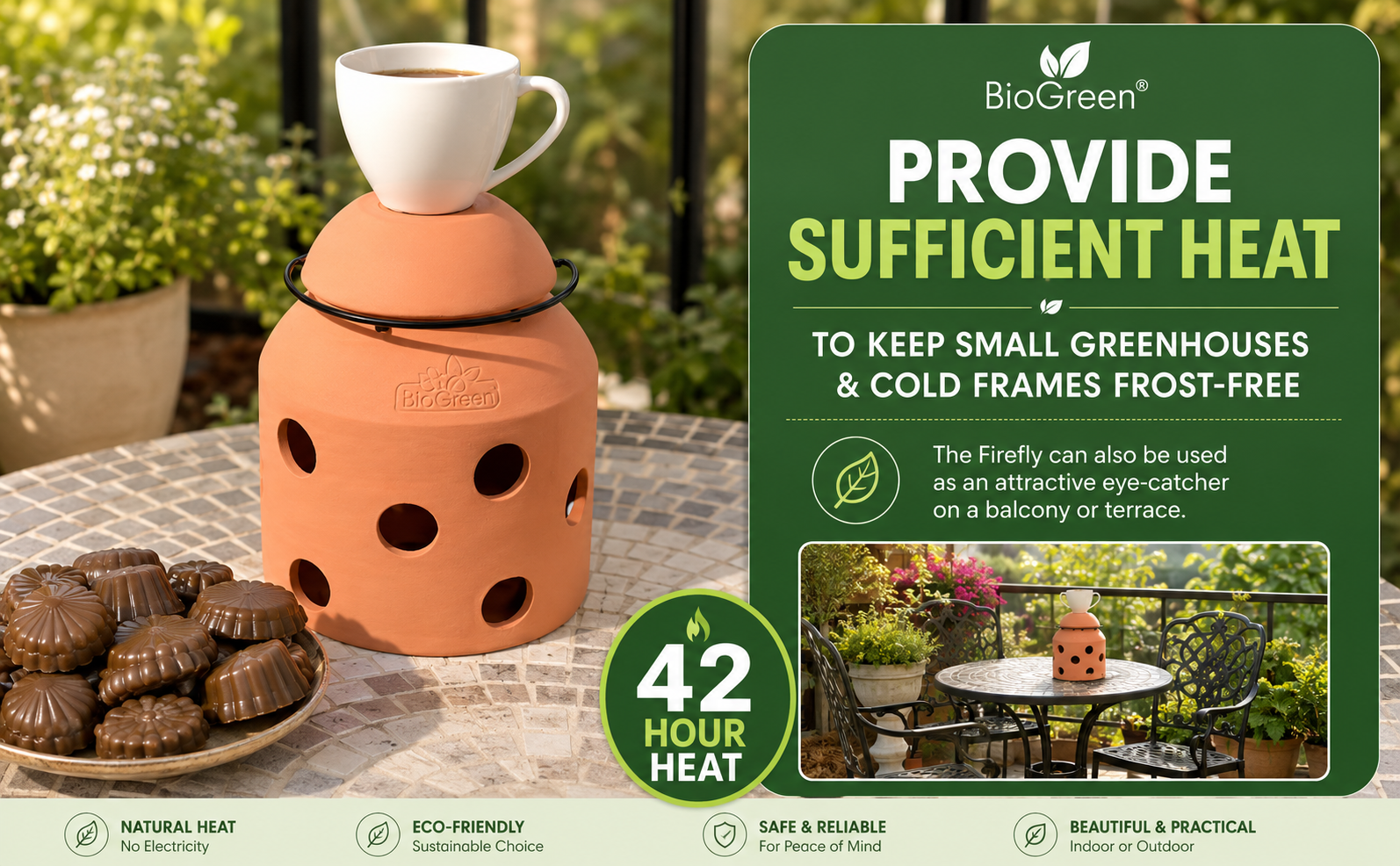 Biogreen Firefly Greenhouse Candle Heater – 42 Hour Heat