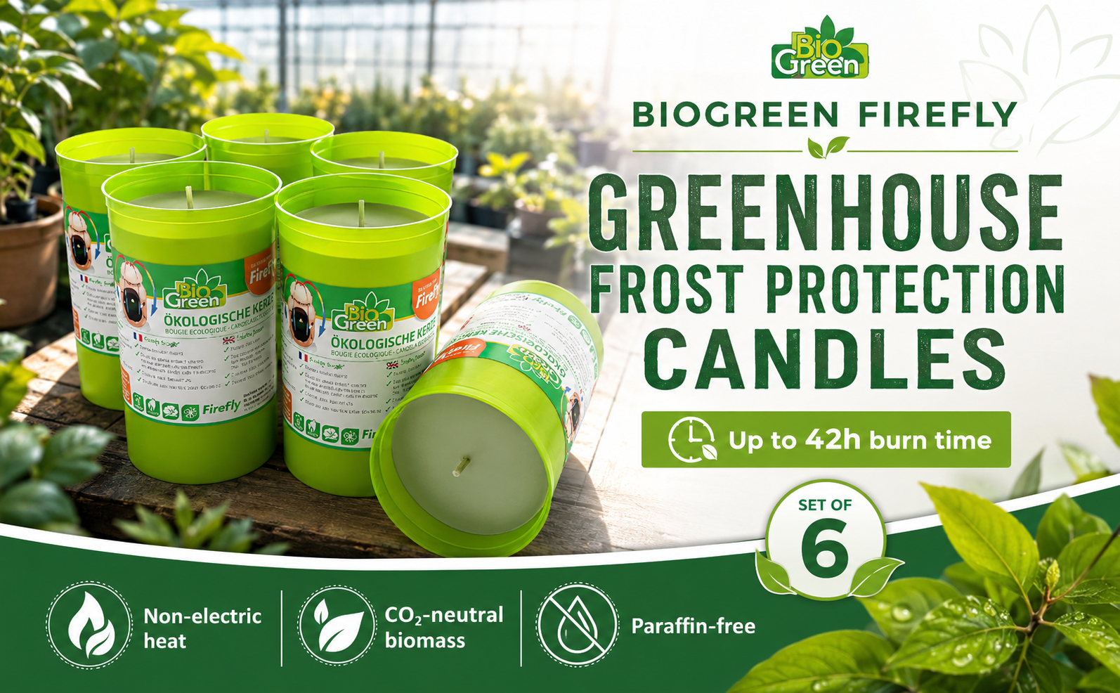 Biogreen Firefly Greenhouse Frost Protection Candles – 42h
