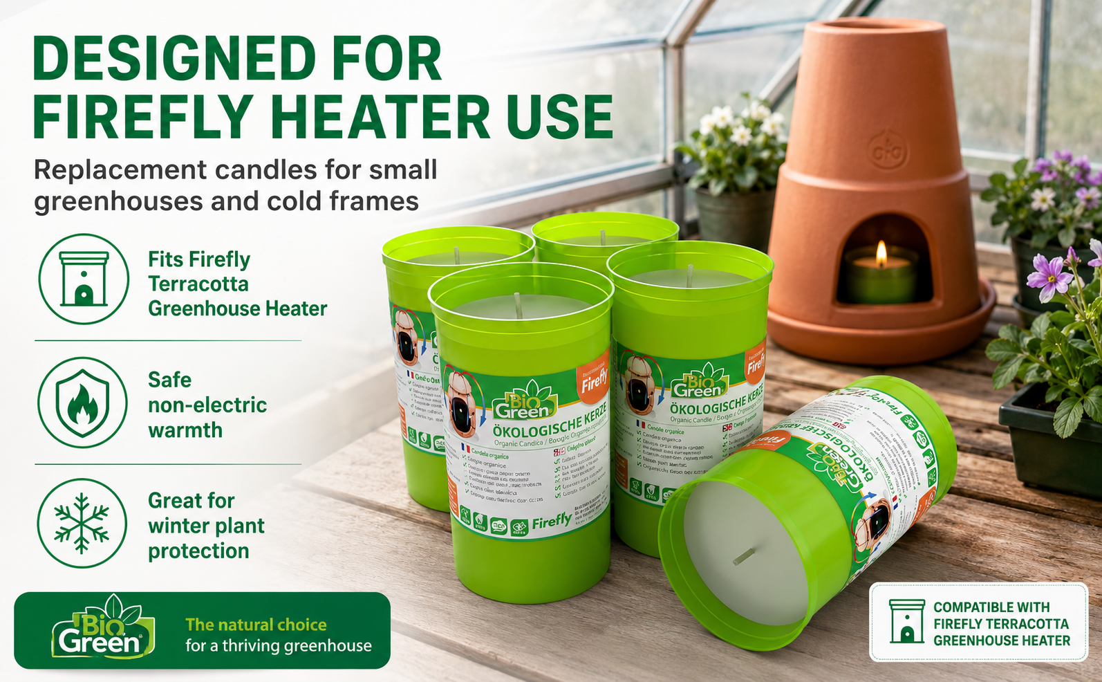 Biogreen Firefly Greenhouse Frost Protection Candles – 42h