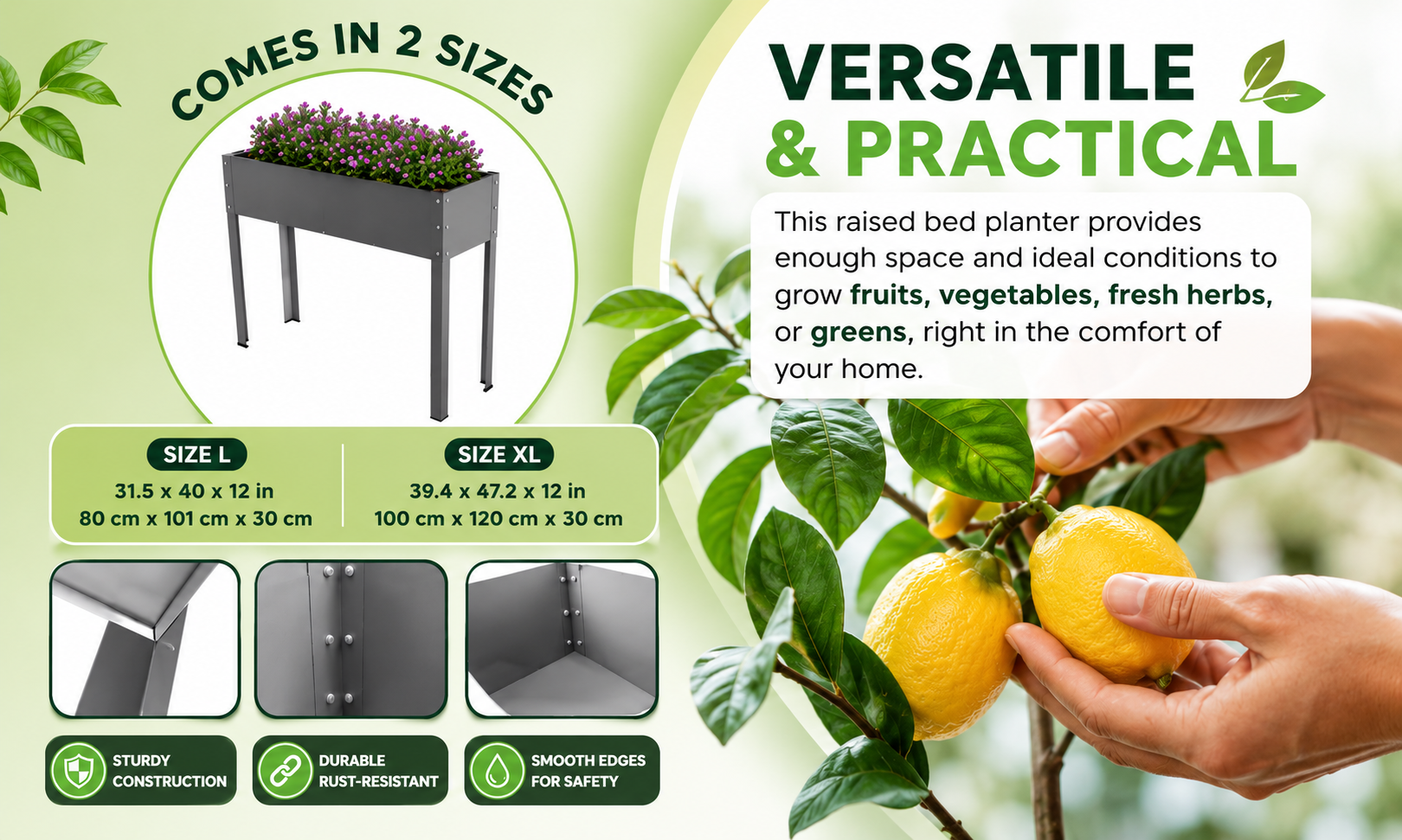 Biogreen Freising Metal Raised Garden Bed with Drainage – Patio