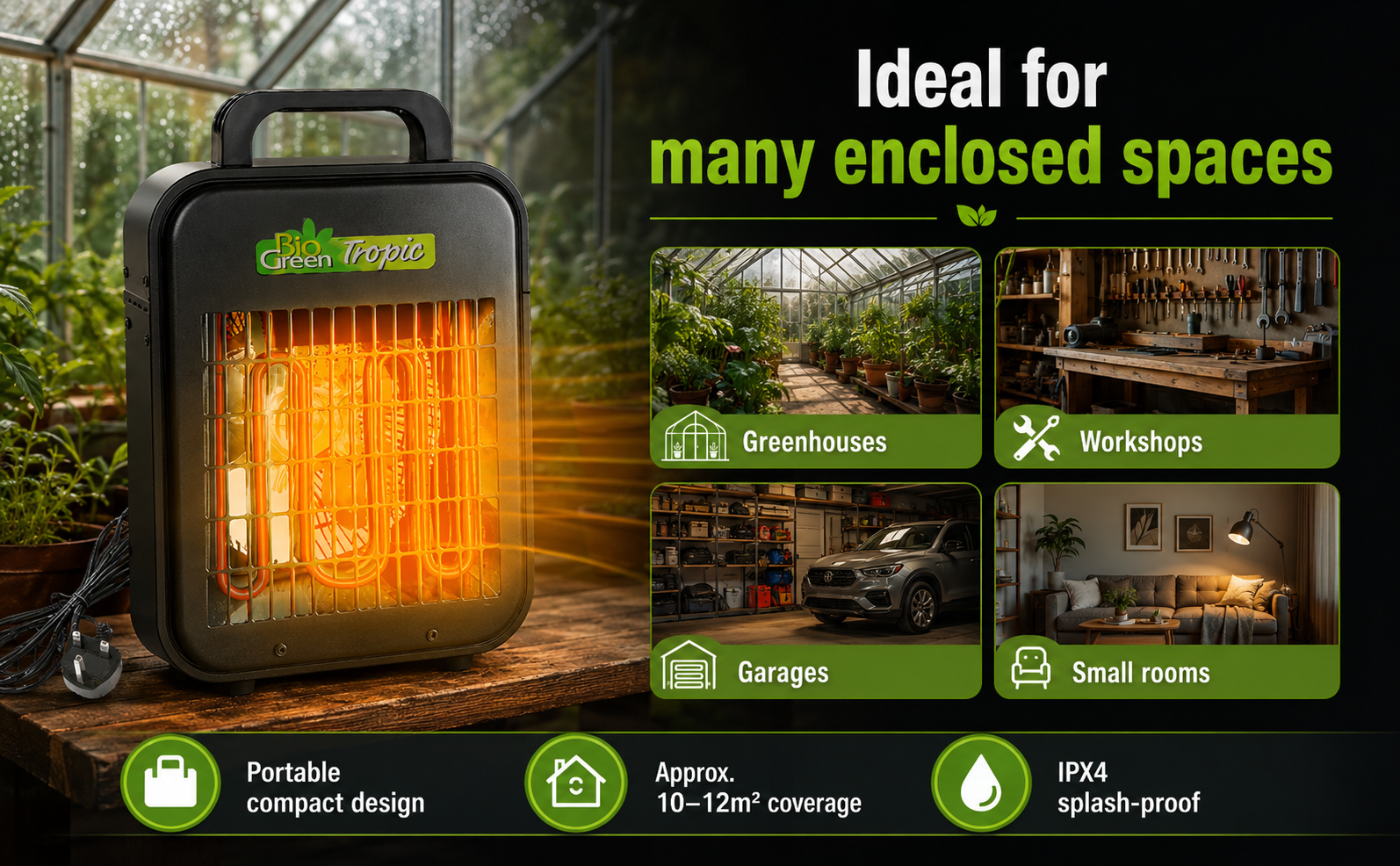 Biogreen Tropic Greenhouse Heater 2kW – Thermostat Control