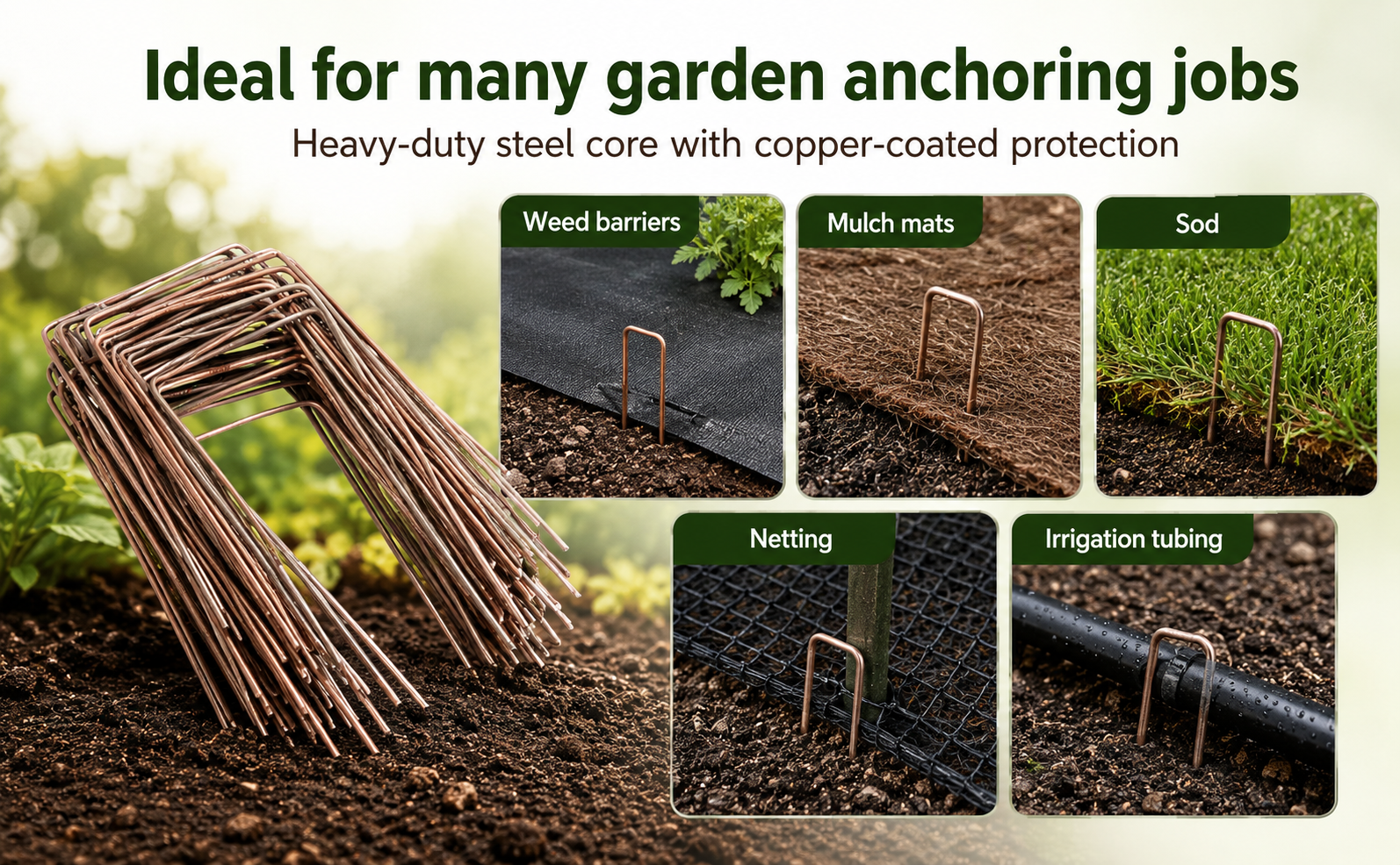 Landscape Fabric Staples 6x4 Copper Coated – Heavy Duty