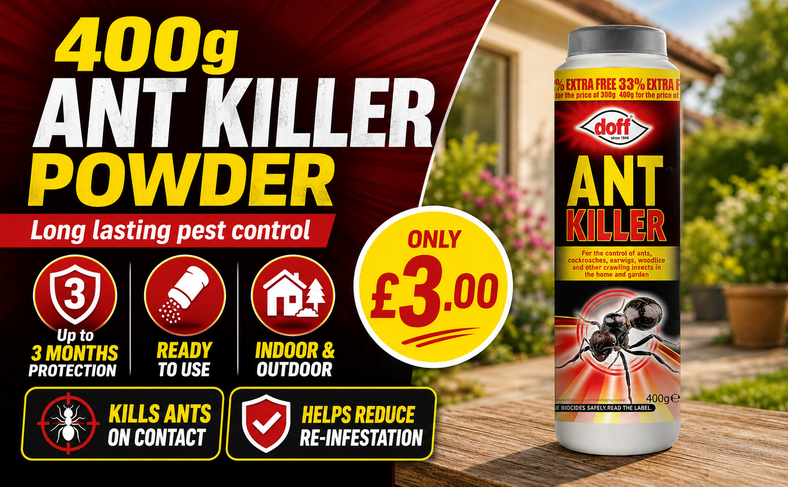 Doff Ant Killer Powder 400g – Long Lasting Pest Control