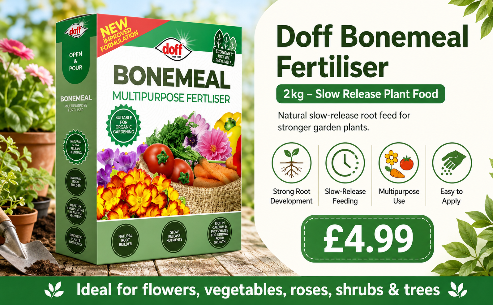 Doff Bonemeal Fertiliser 2kg – Slow Release Plant Food