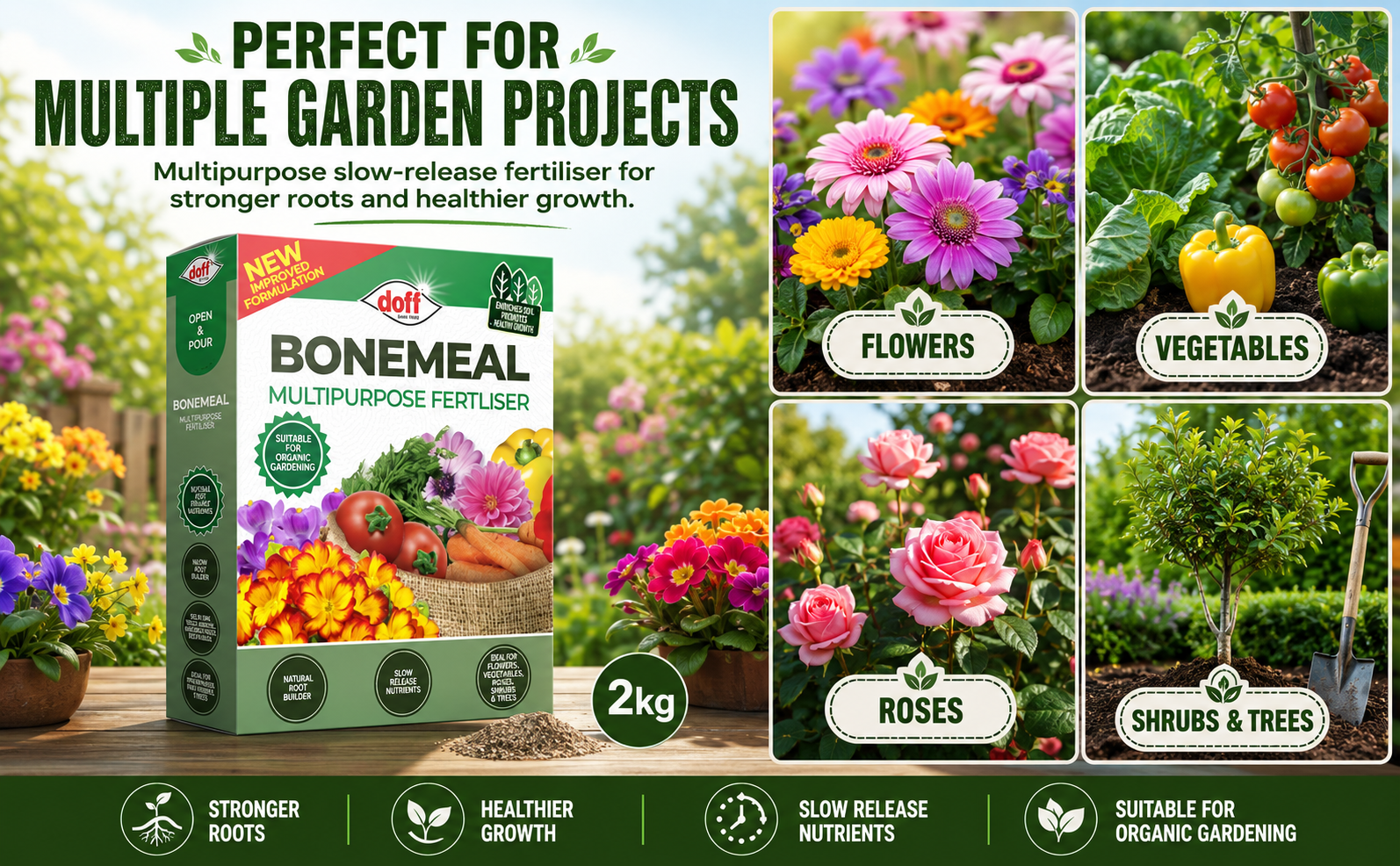 Doff Bonemeal Fertiliser 2kg – Slow Release Plant Food