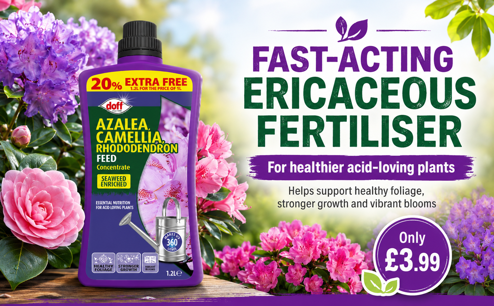Doff Ericaceous Fertiliser 1.2L – 360L Concentrate