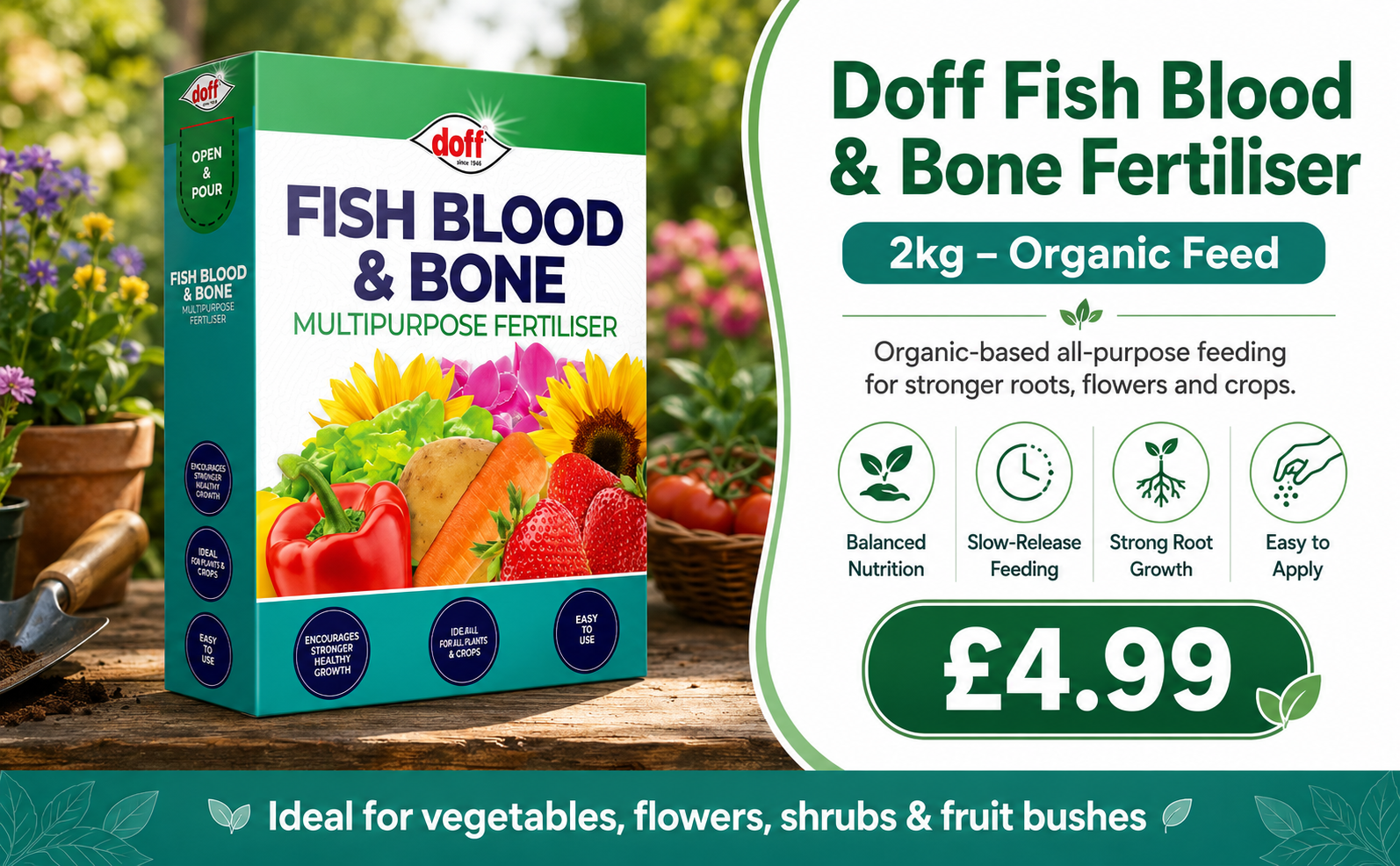Doff Fish Blood and Bone Fertiliser 2kg – Organic Feed