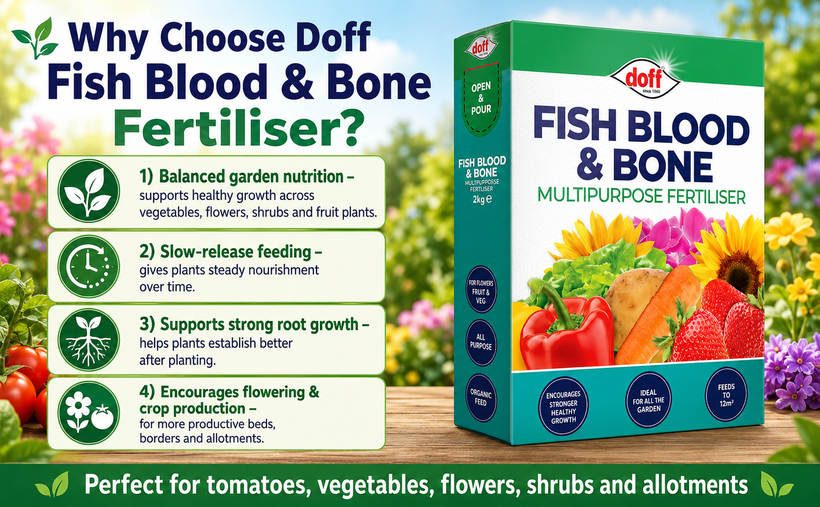 Doff Fish Blood and Bone Fertiliser 2kg – Organic Feed