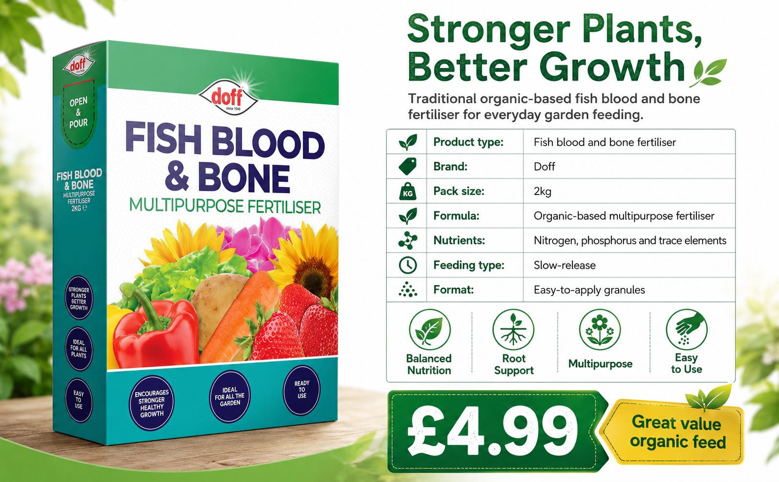 Doff Fish Blood and Bone Fertiliser 2kg – Organic Feed