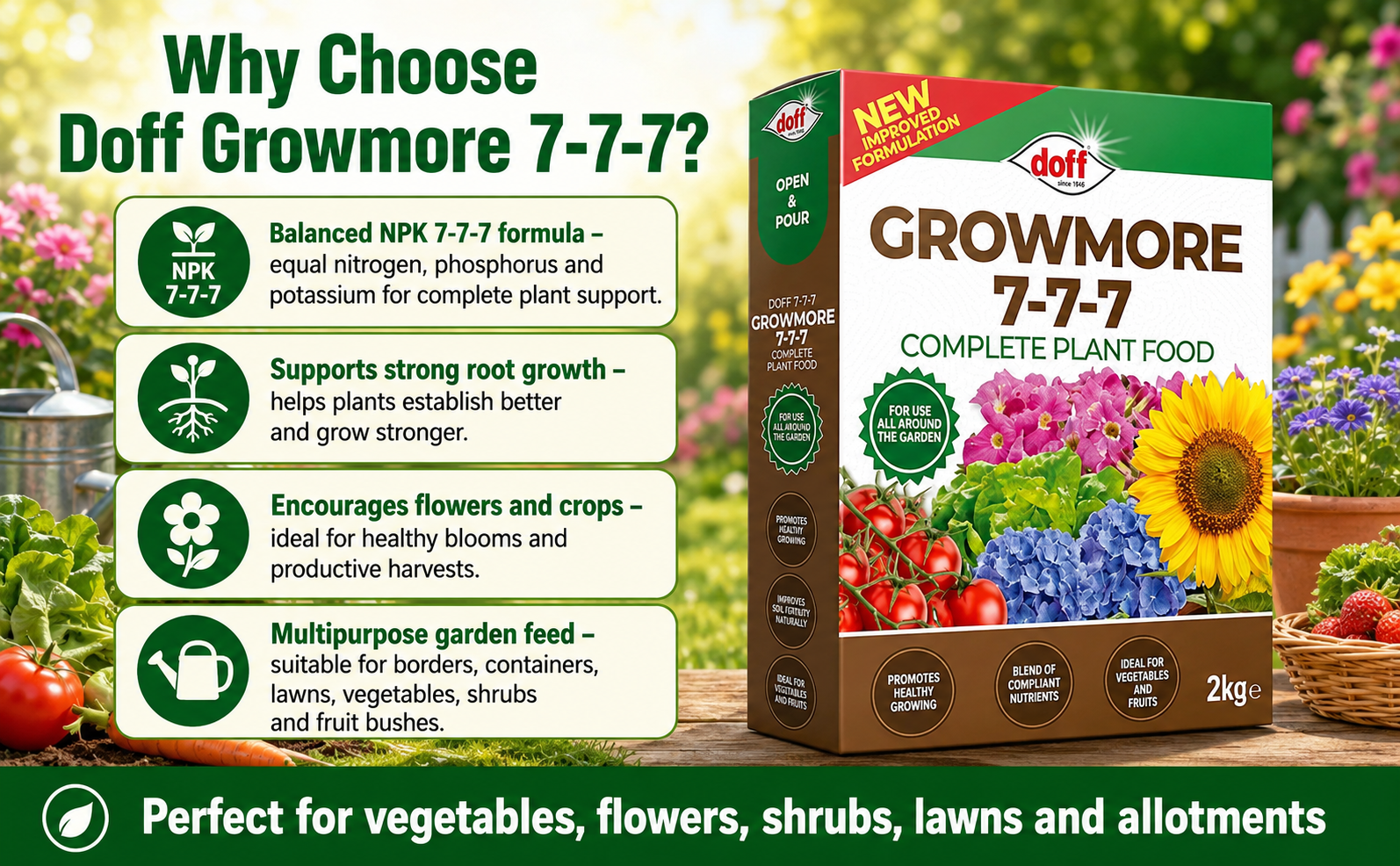 Doff Growmore Fertiliser 2kg – Balanced Garden Feed