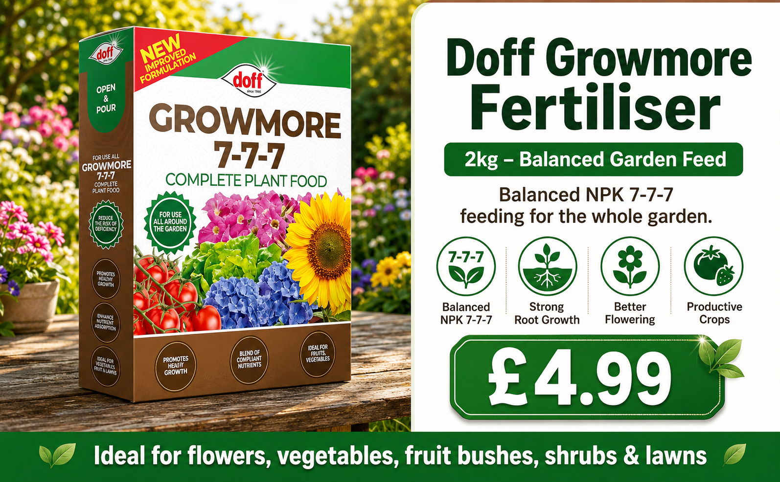Doff Growmore Fertiliser 2kg – Balanced Garden Feed
