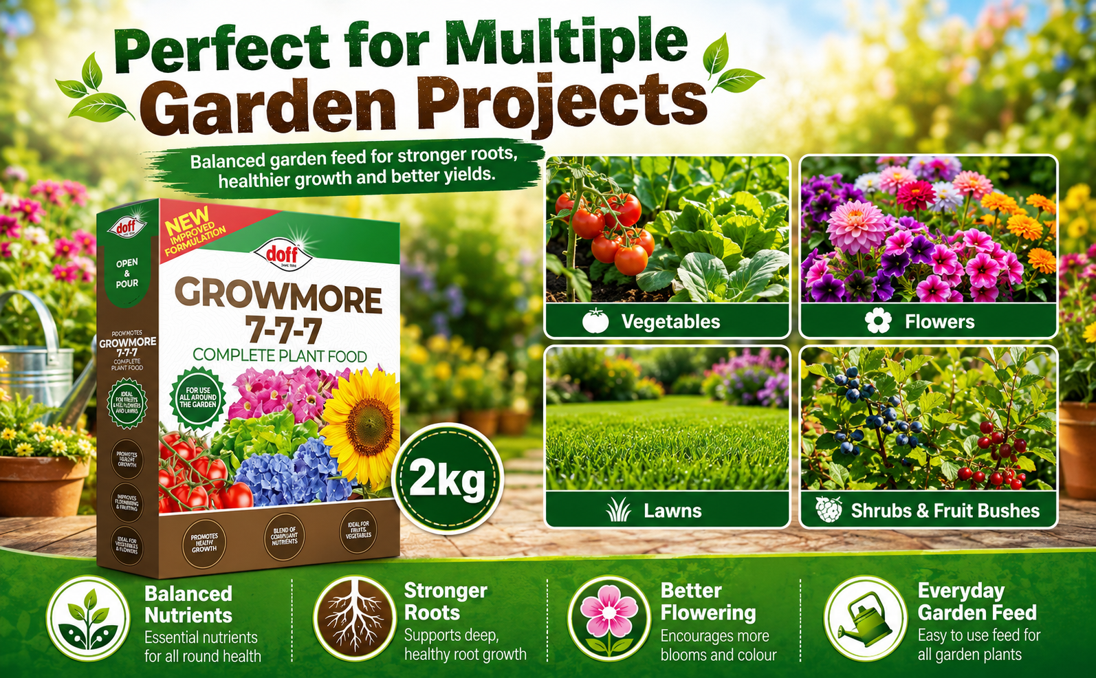 Doff Growmore Fertiliser 2kg – Balanced Garden Feed
