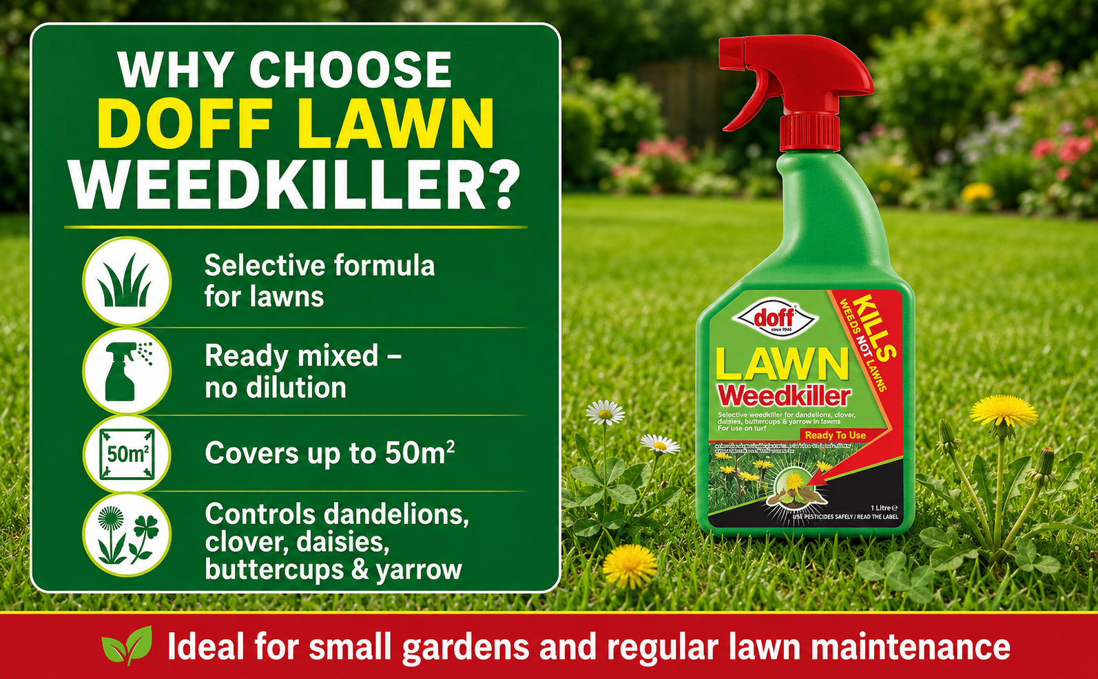 Doff Lawn Weedkiller 1L – Selective Lawn Spray