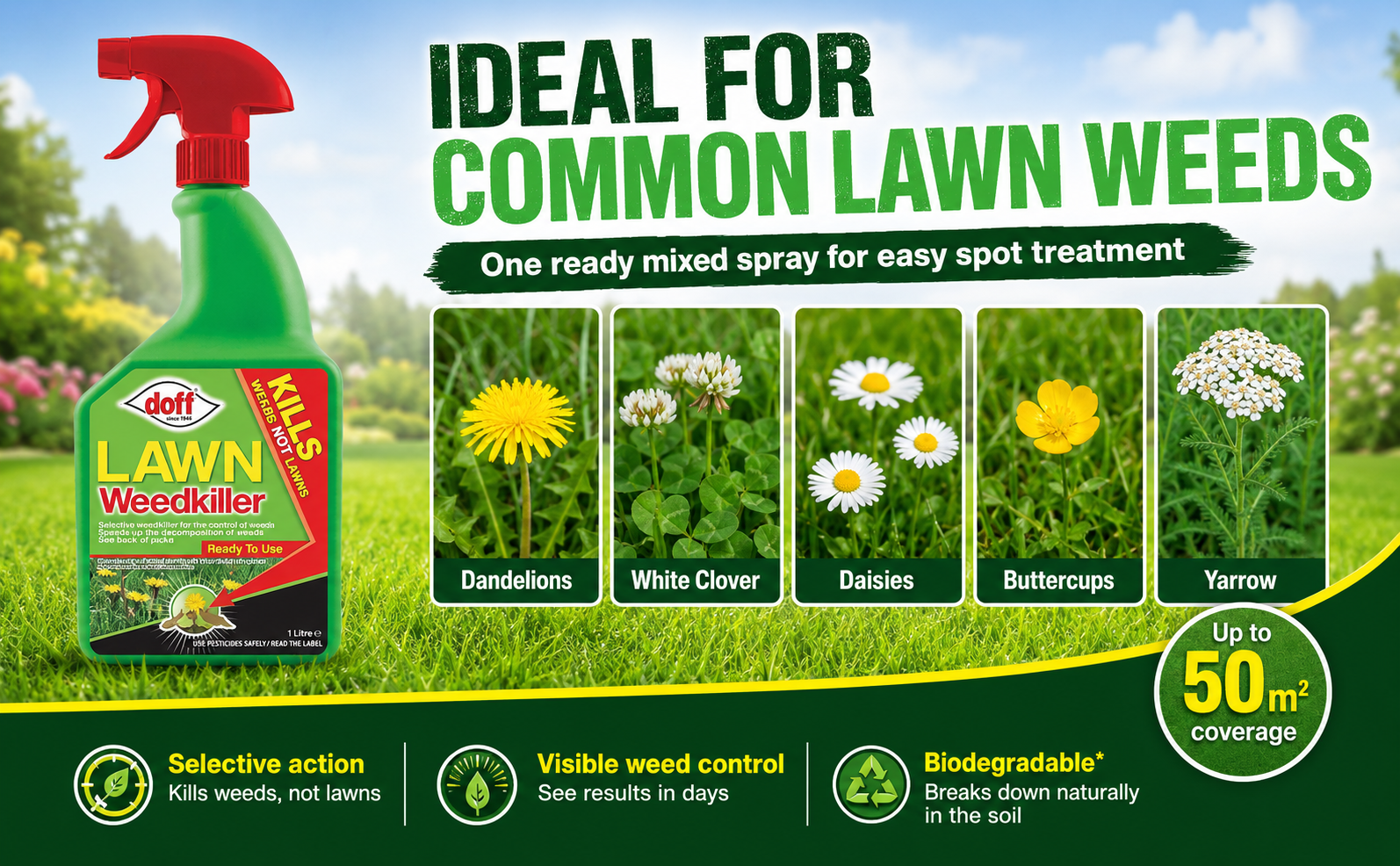 Doff Lawn Weedkiller 1L – Selective Lawn Spray