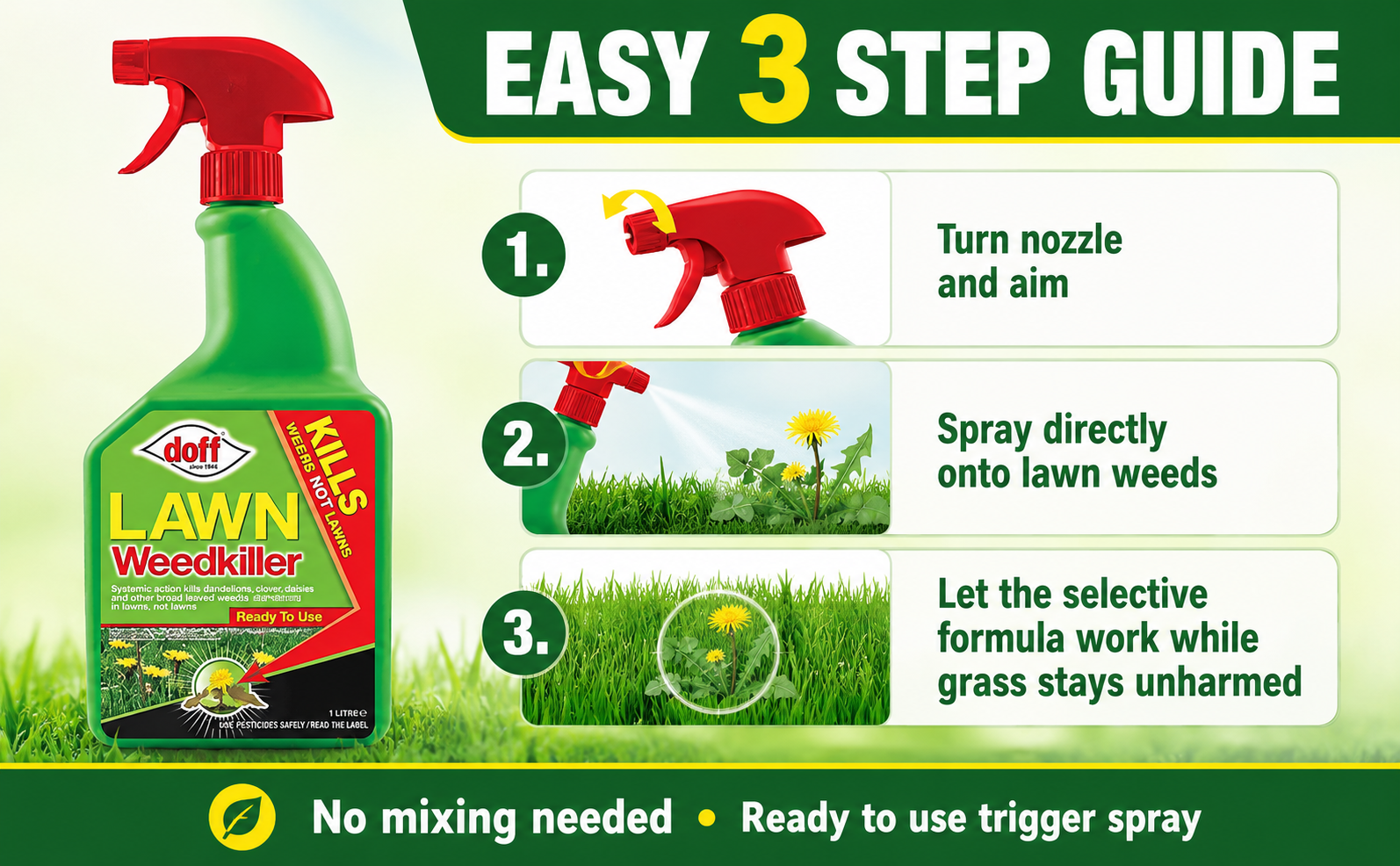 Doff Lawn Weedkiller 1L – Selective Lawn Spray