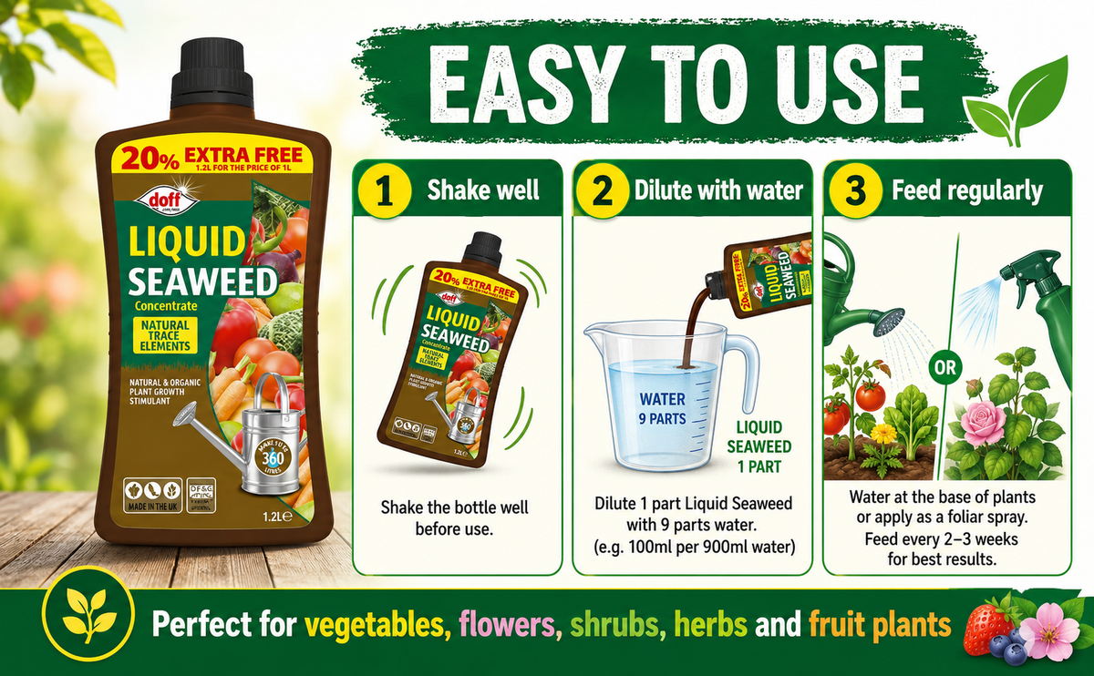 Doff Liquid Seaweed Fertiliser 1.2L – 360L Concentrate