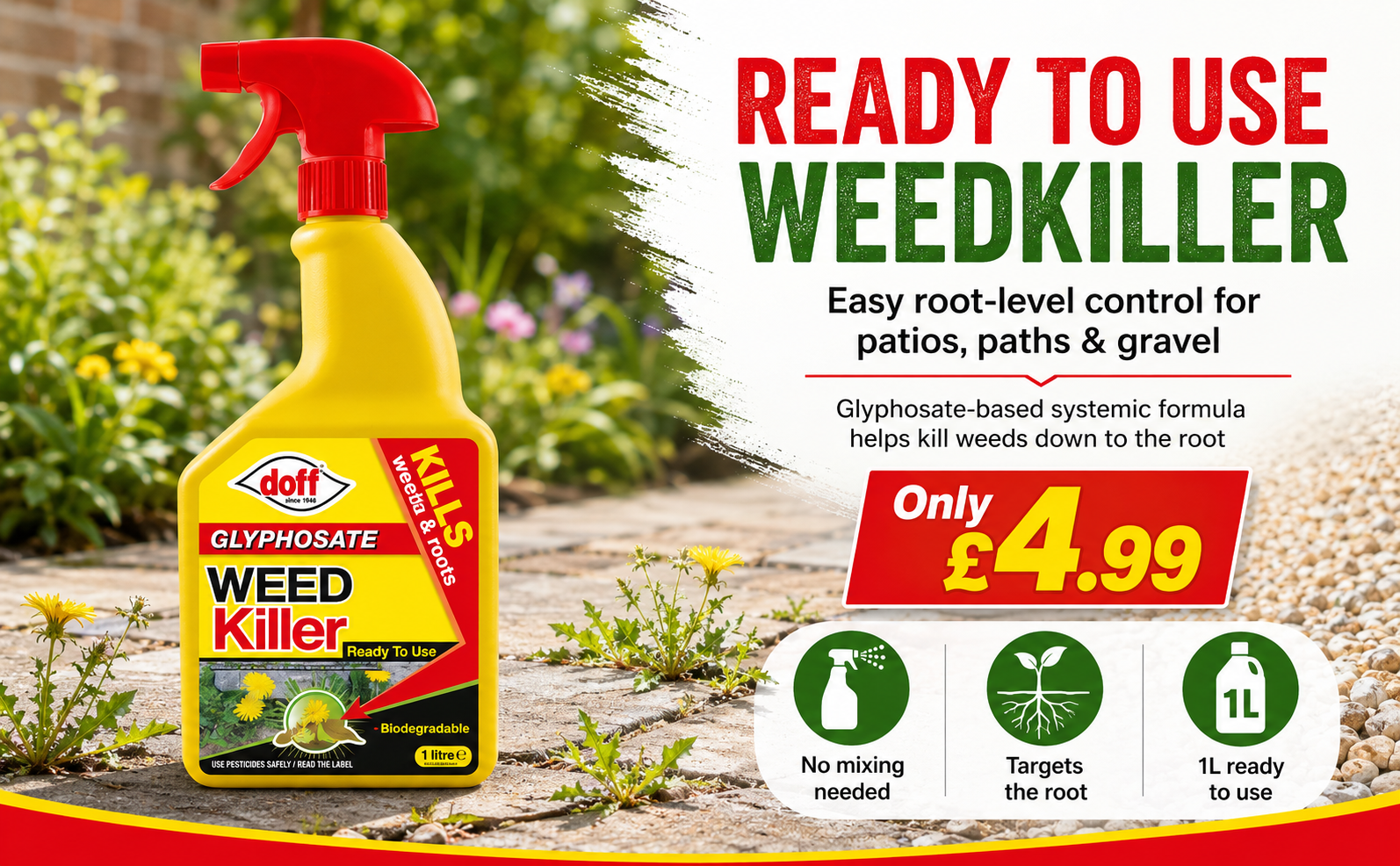 Doff Ready To Use Weedkiller 1L – Root Kill Spray