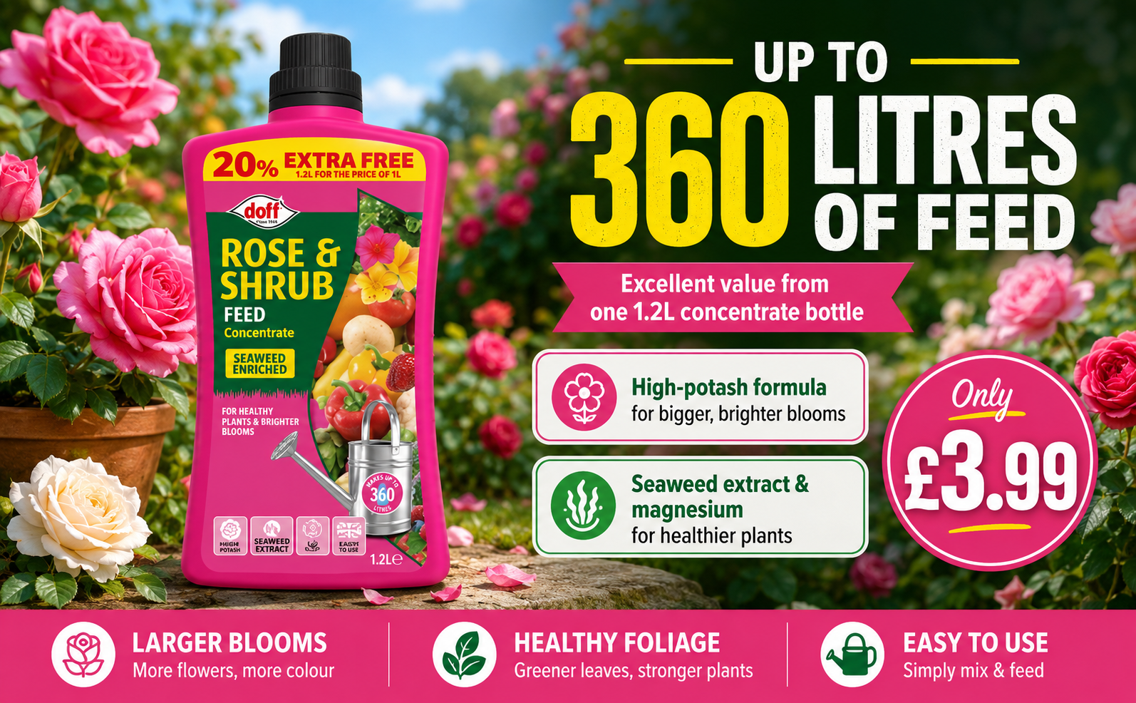 Doff Rose Plant Feed 1.2L – 360L Concentrate