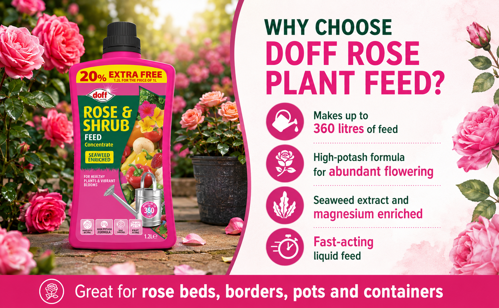 Doff Rose Plant Feed 1.2L – 360L Concentrate