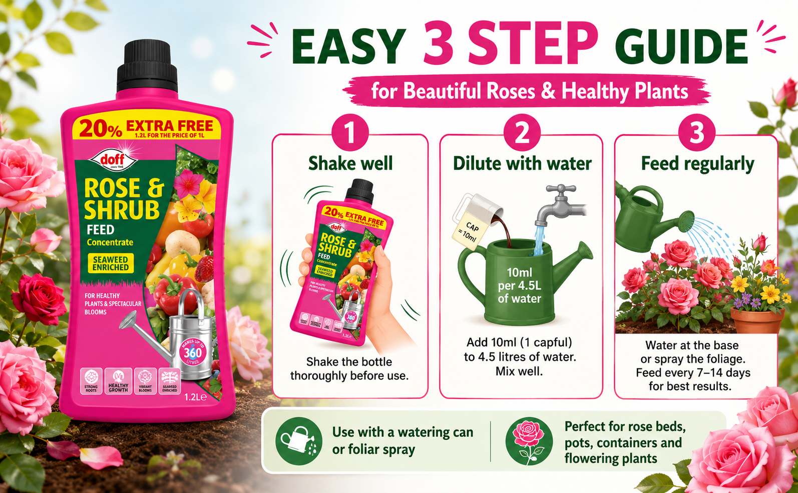 Doff Rose Plant Feed 1.2L – 360L Concentrate