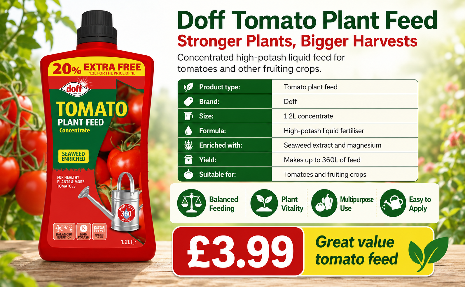 Doff Tomato Plant Feed 1.2L – High Potash Formula