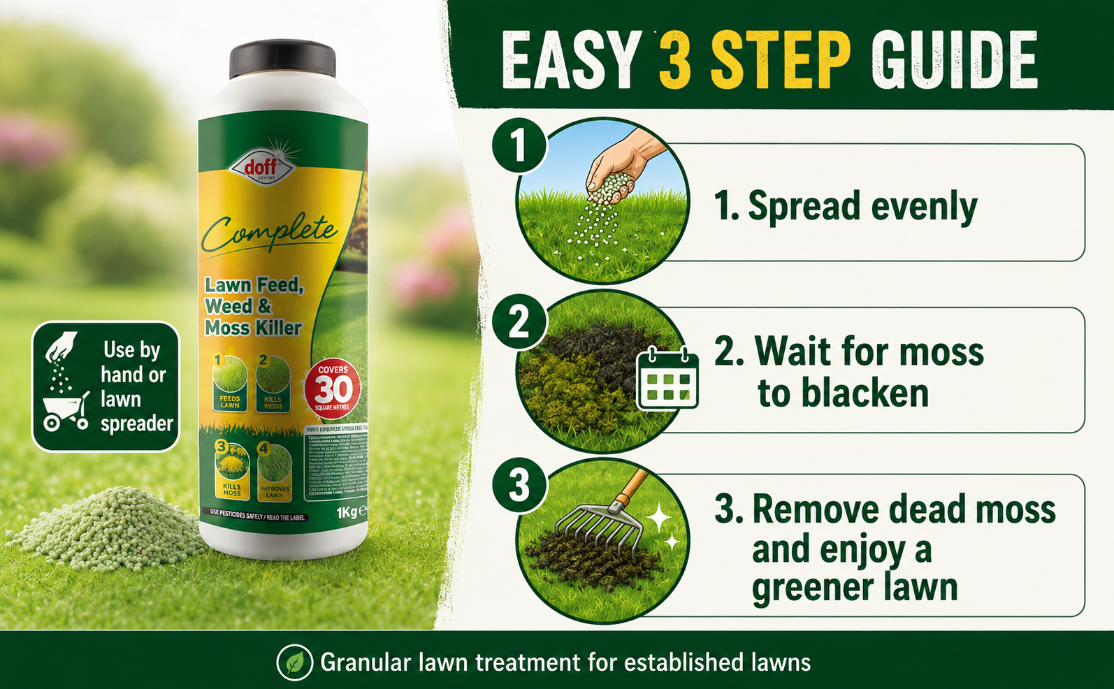 Doff Weed And Moss Killer 1kg – 4 In 1 Lawn Feed