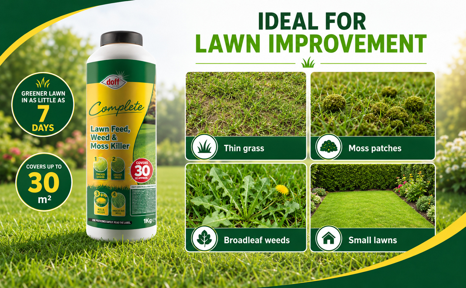Doff Weed And Moss Killer 1kg – 4 In 1 Lawn Feed