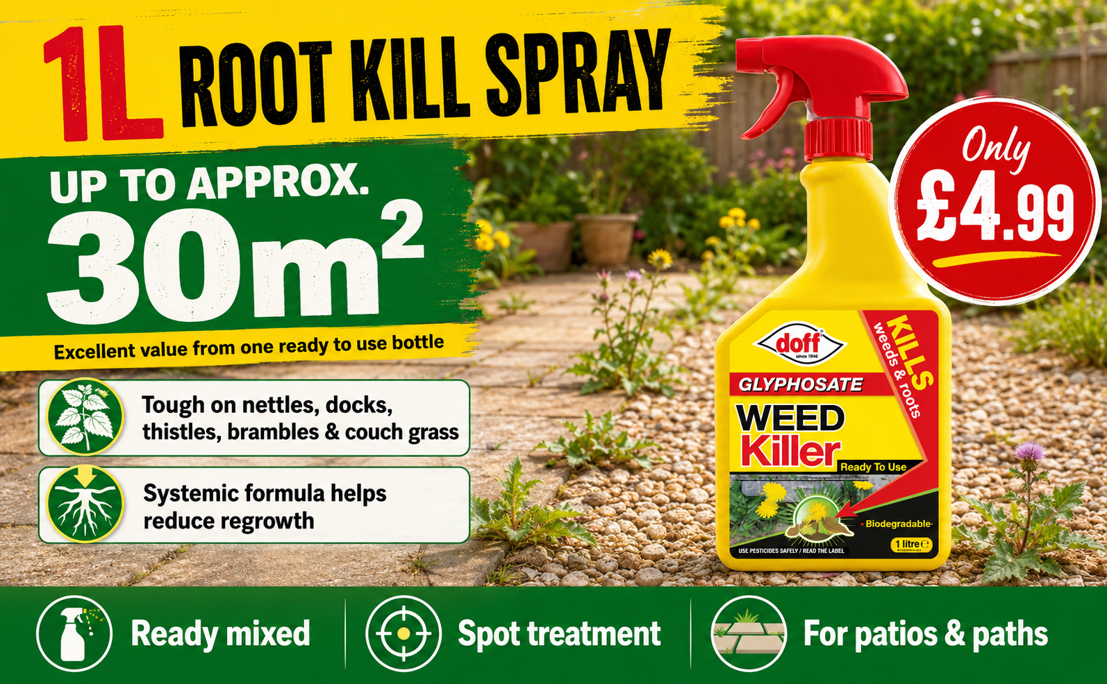 Doff Ready To Use Weedkiller 1L – Root Kill Spray