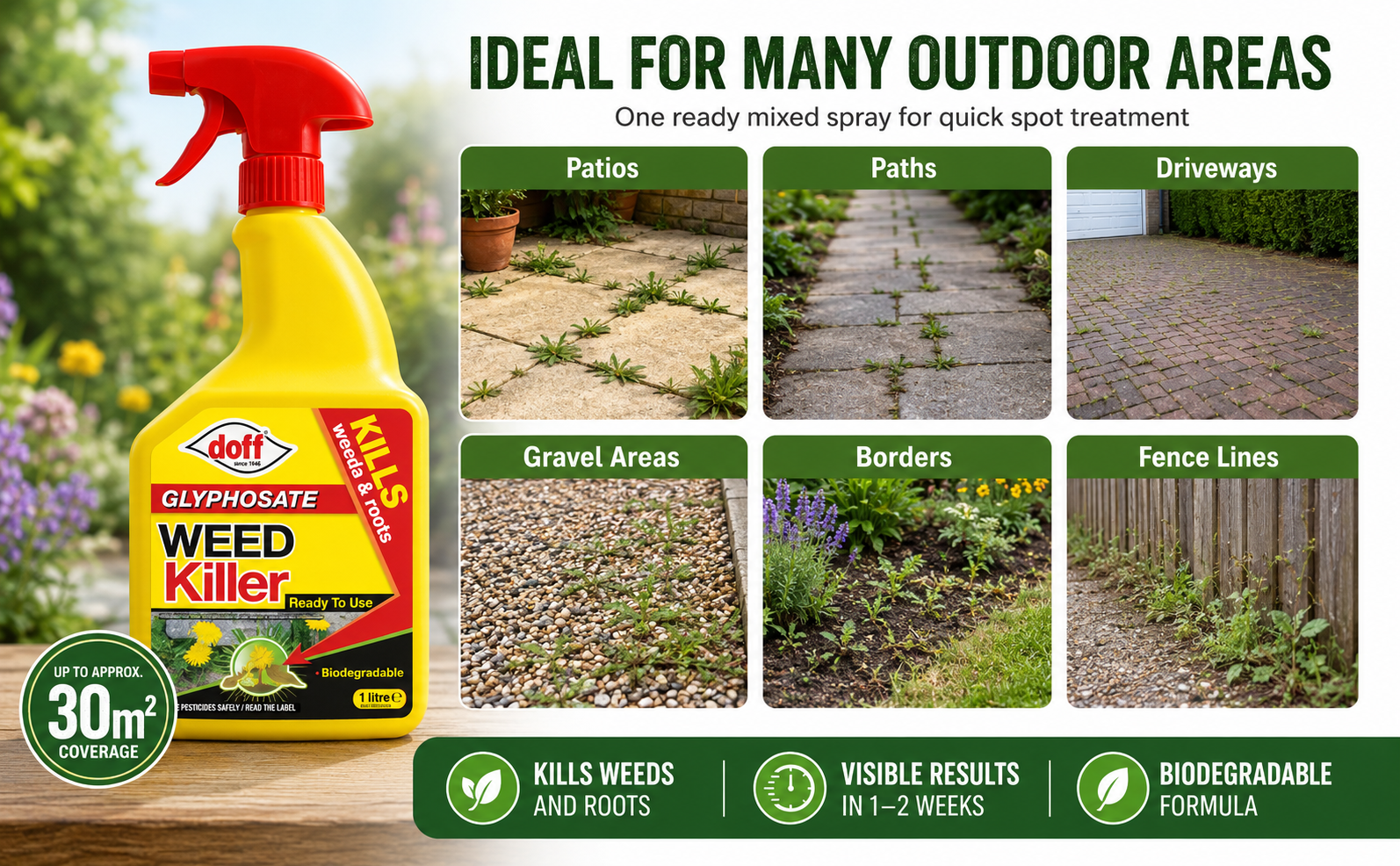 Doff Ready To Use Weedkiller 1L – Root Kill Spray