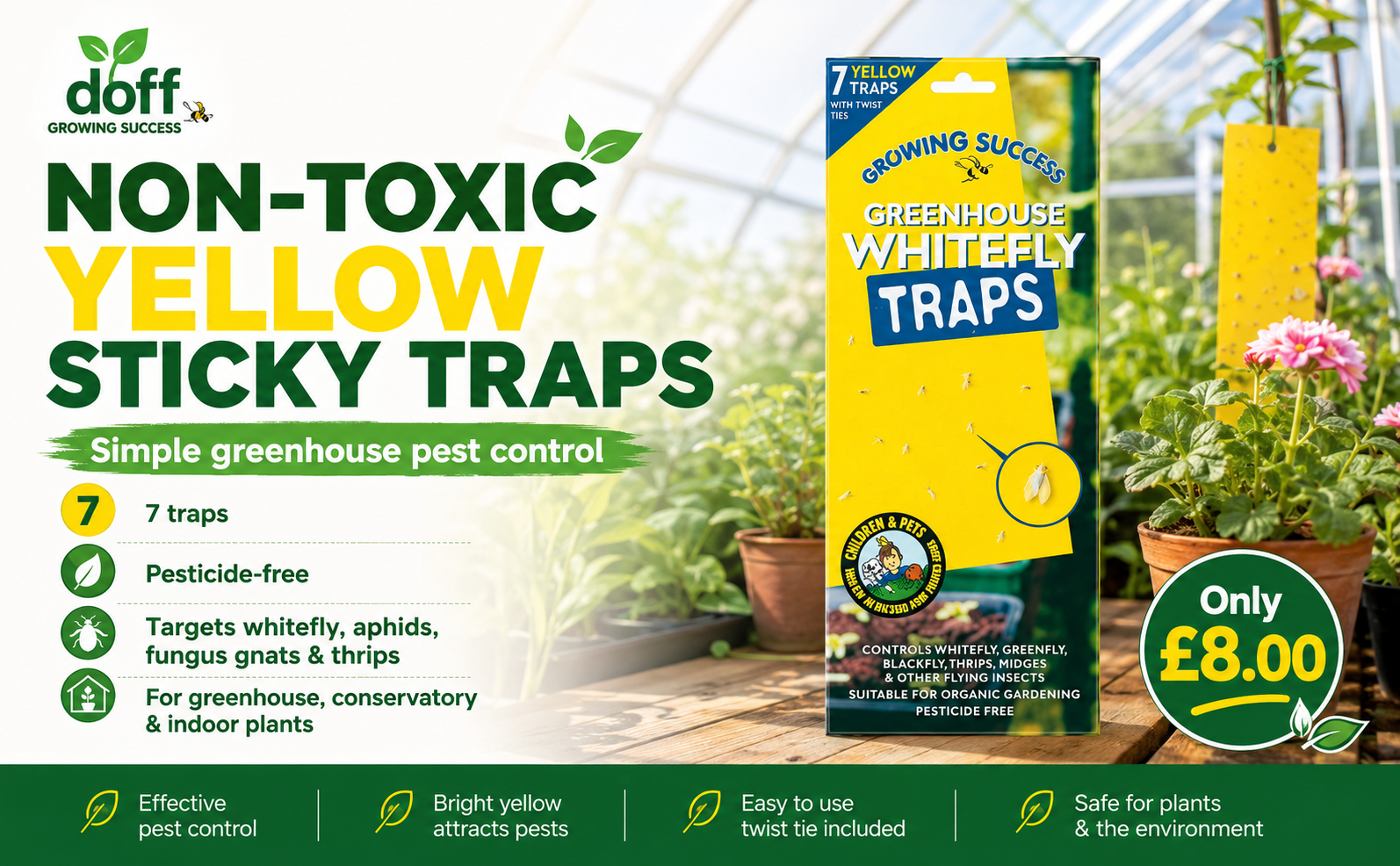 Doff Yellow Sticky Traps 7 Pack – Non Toxic Pest Control