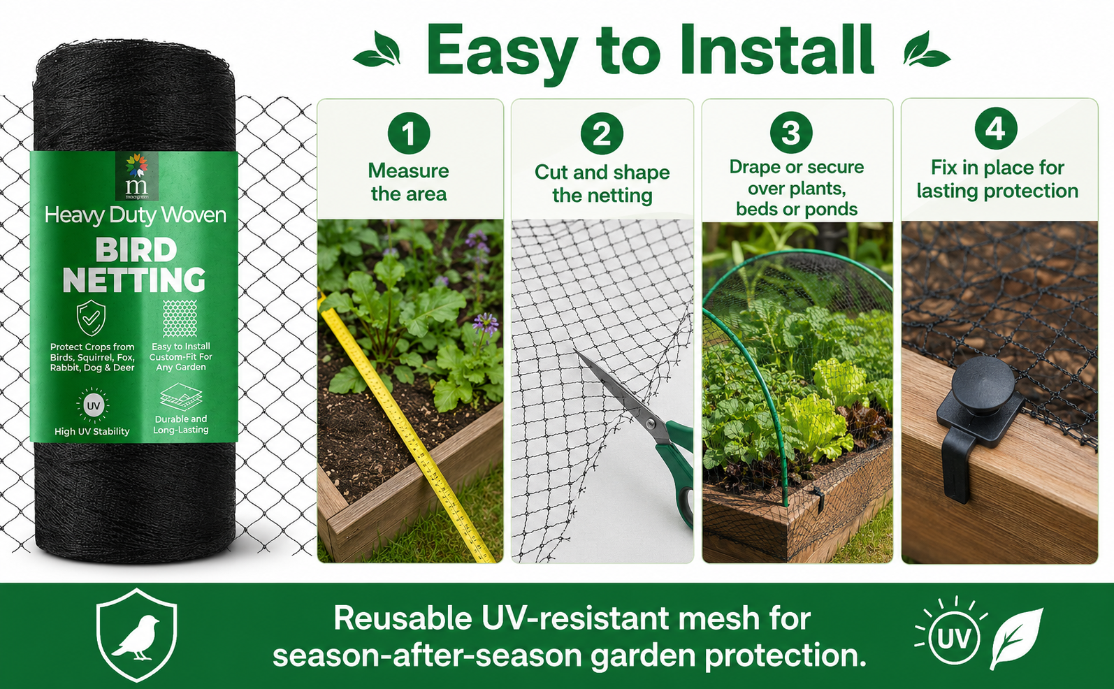 Moorgreen Anti Bird Netting – Heavy Duty Garden Mesh