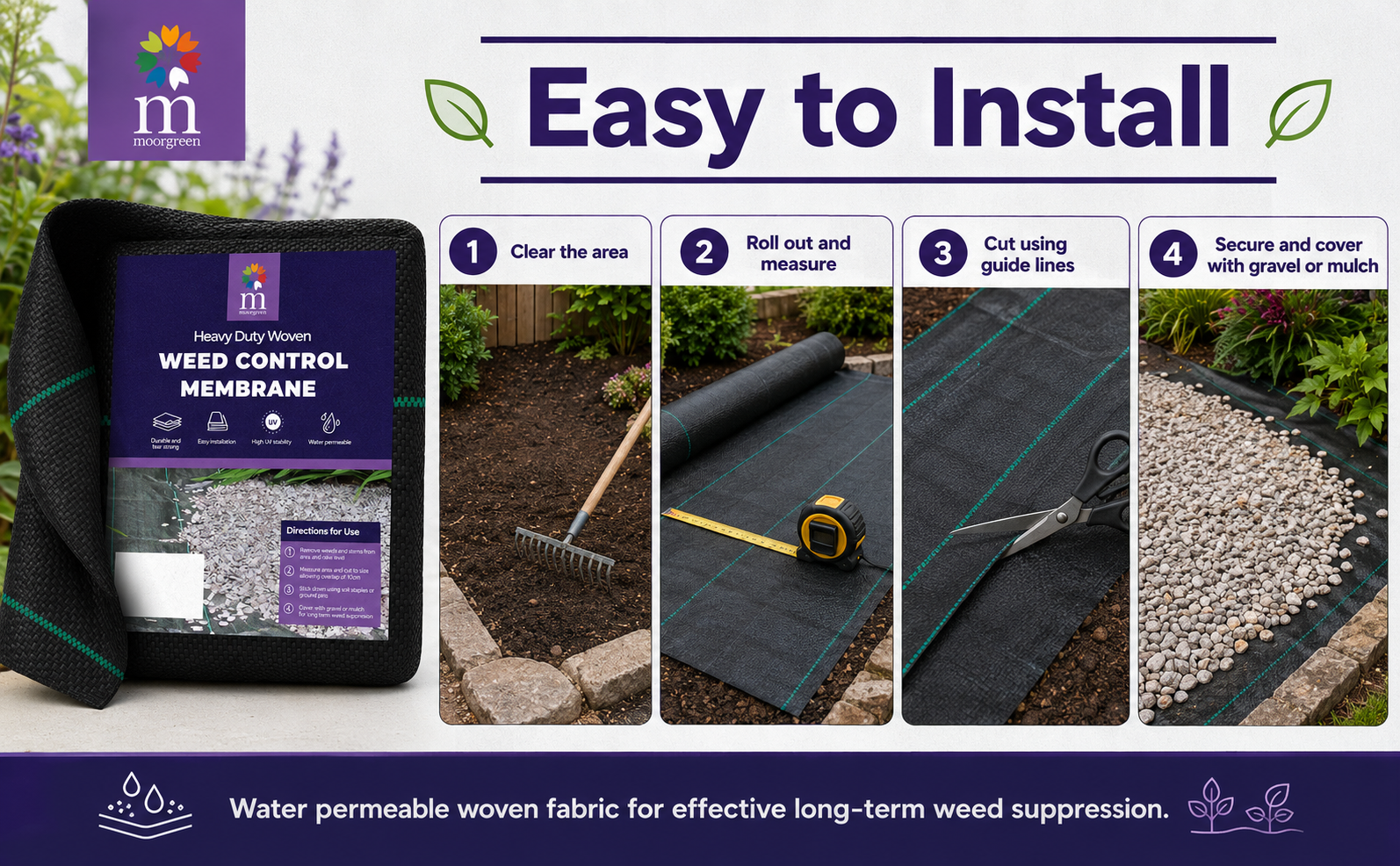 Moorgreen Weed Control Membrane 1m x 25m – 100GSM