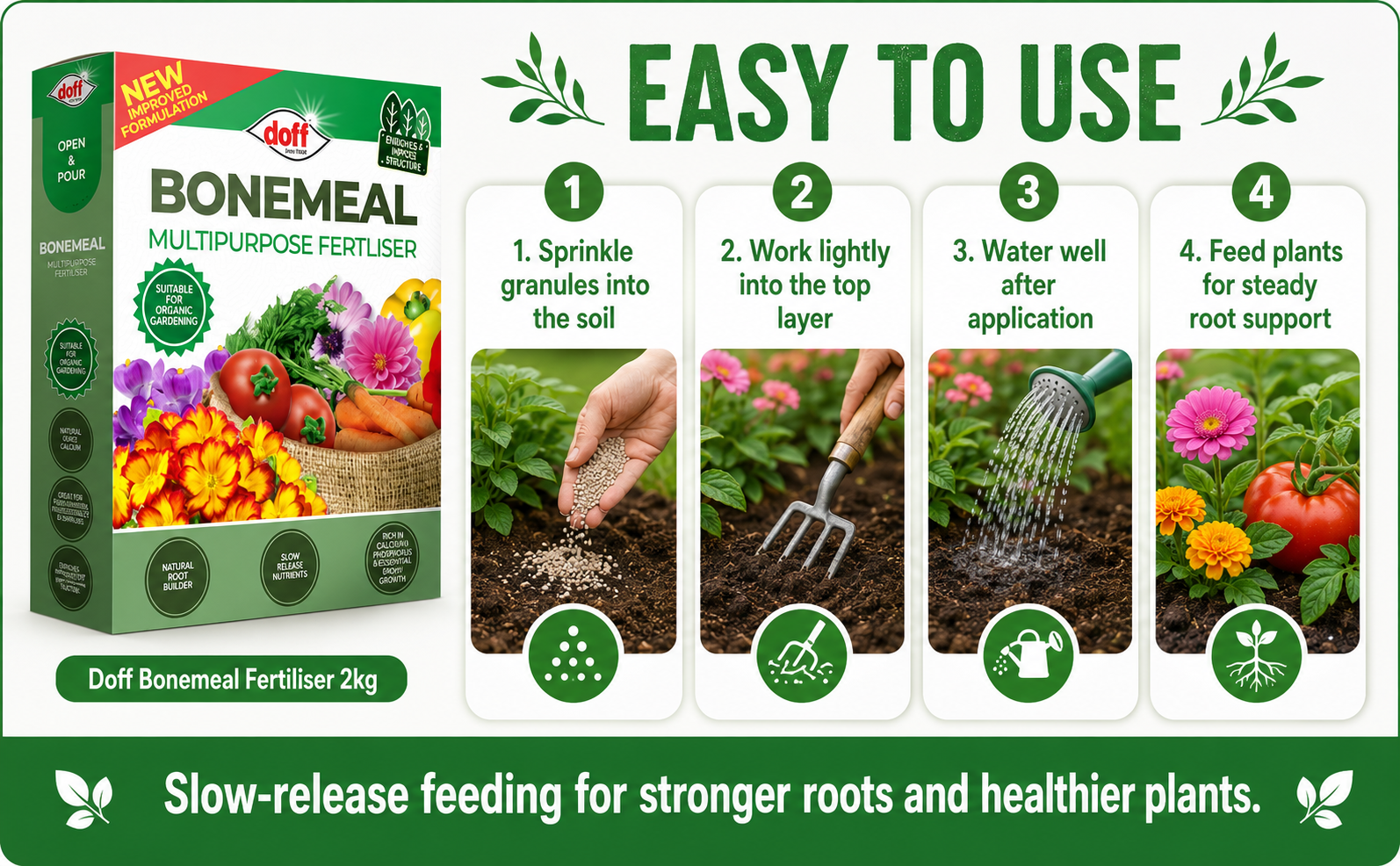 Doff Bonemeal Fertiliser 2kg – Slow Release Plant Food